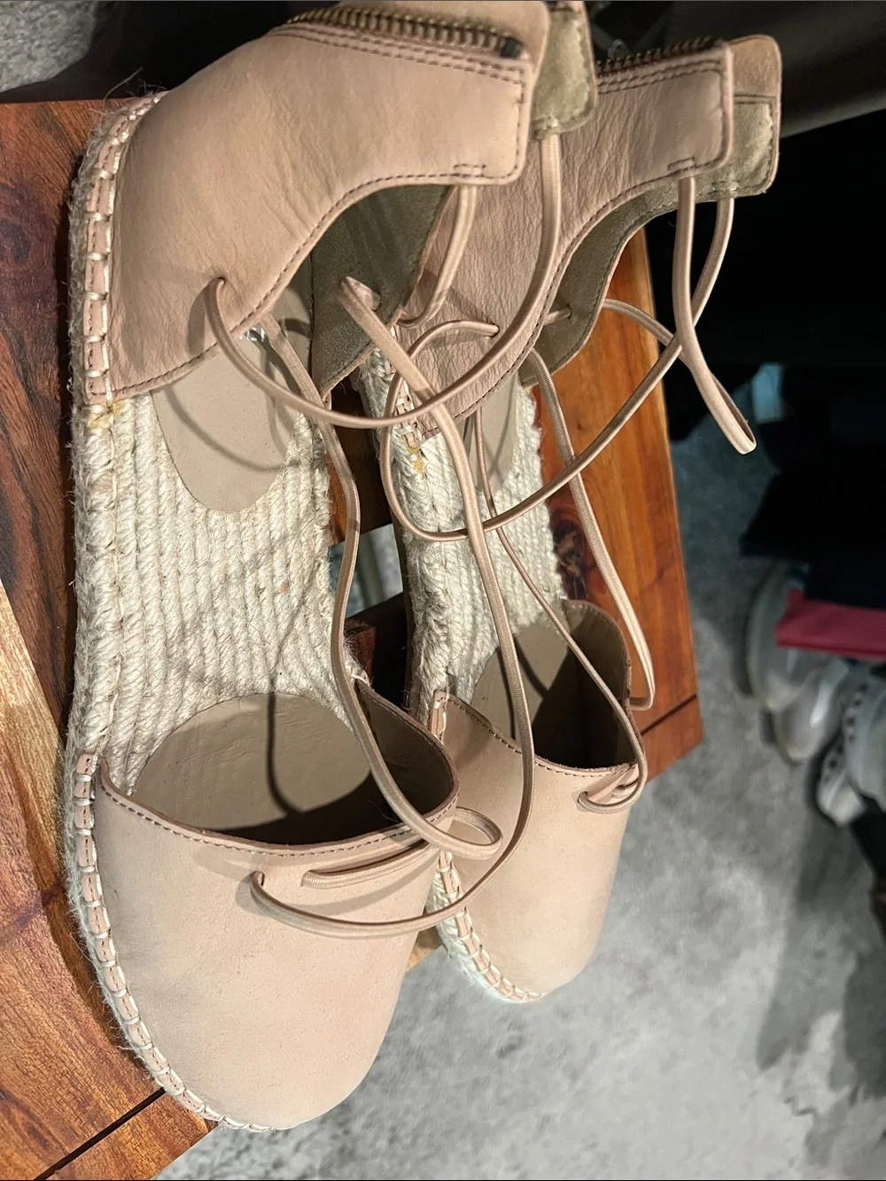 Eileen Fisher Blush Beige Lace-Up Espadrille Flats